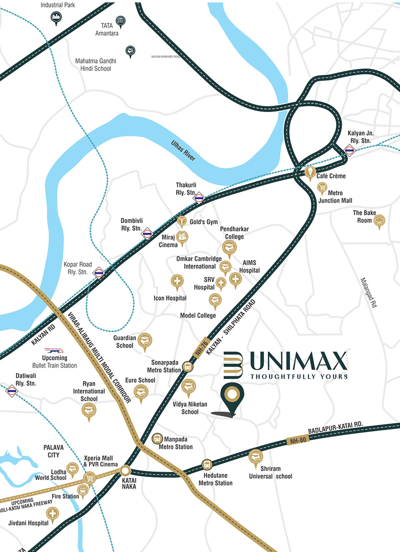 Unimax World Dombivli Strategic Location Map